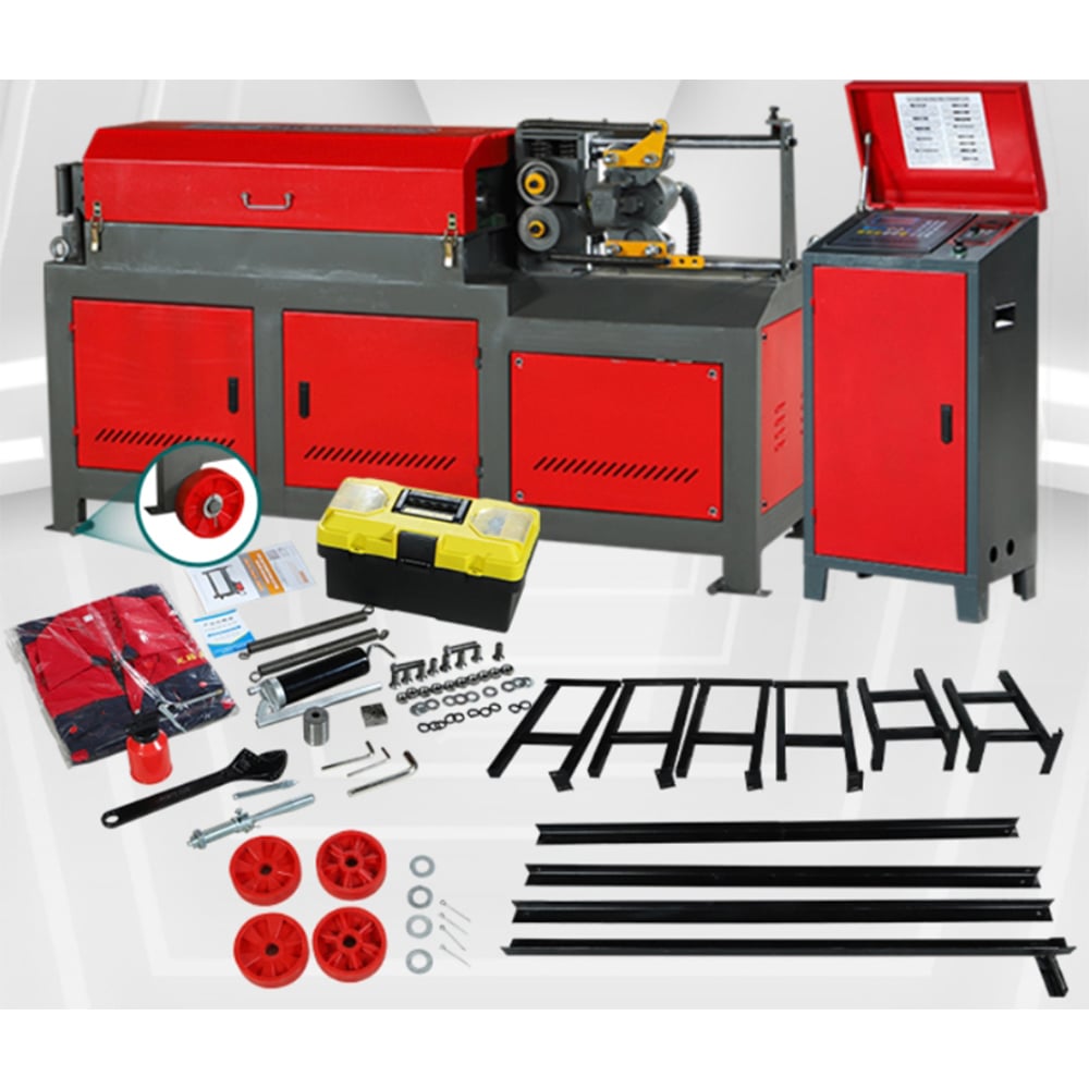 Steel bar straightening and cutting machine